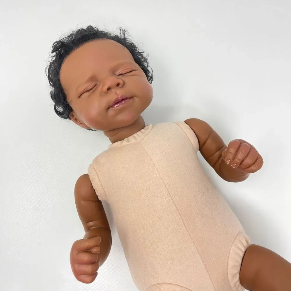 Joanna Kazmierczak Reborn Newborn Doll African American Soft Body 17” Preowned
